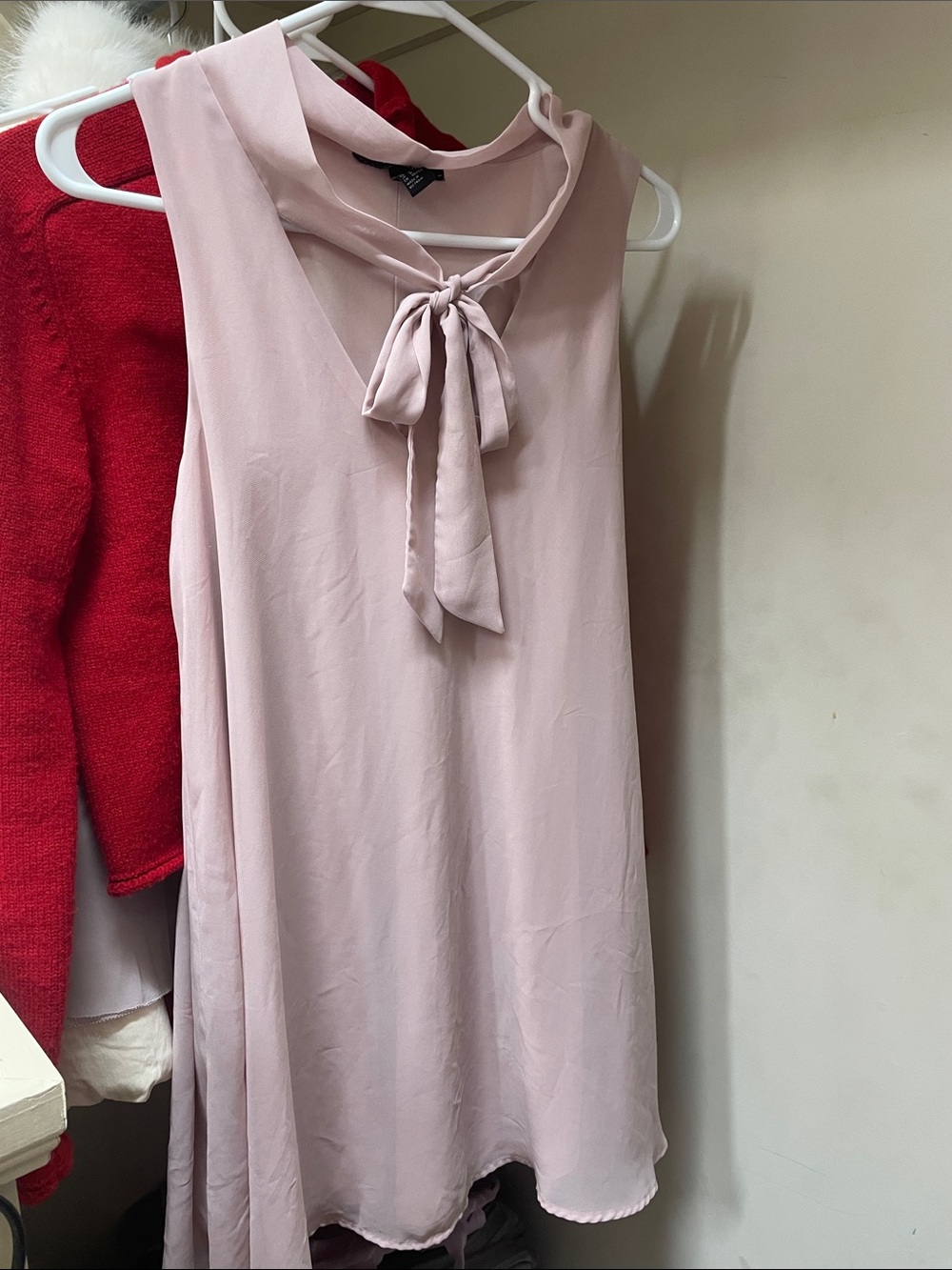 Forever 21 Pale Pink Sleeveless Tie-Front Mini Dress